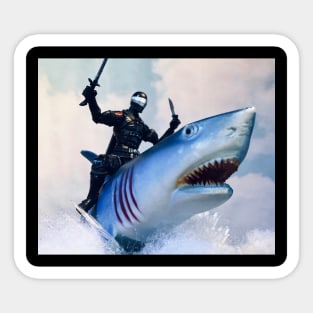 G.I. Joe Snake Eyes Rides a Shark Sticker